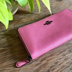 Candy Pink Coach Pebble Leather Zipper Wallet